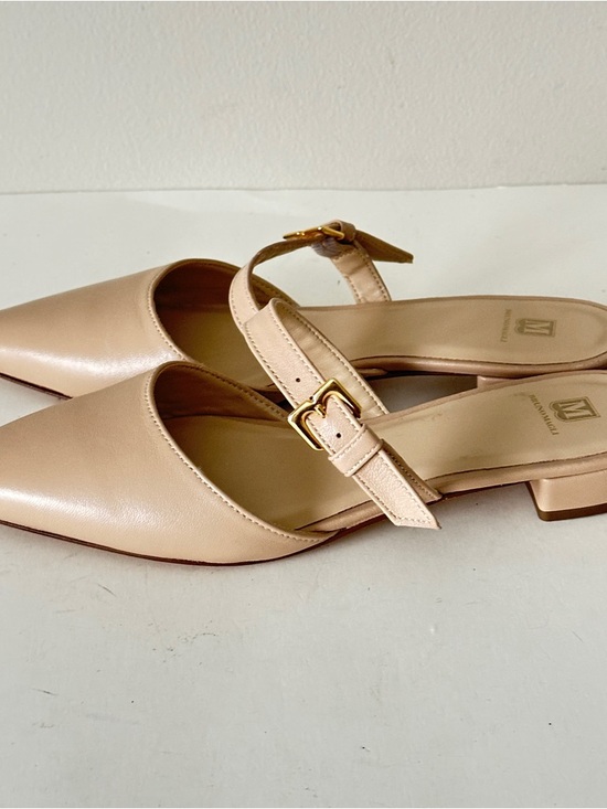 Bruno Magli Shoes - NEW Bruno Magli Pasha Nude Leather Slingback Mules with Gold Buckle, Sz 37.5